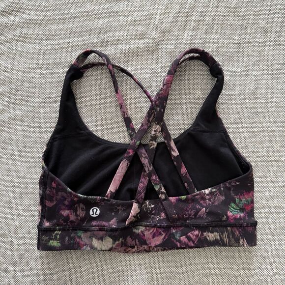 Lululemon Energy Bra Size 4 Multicolor Womens Medium Support Floral Athletic - Picture 2 of 4